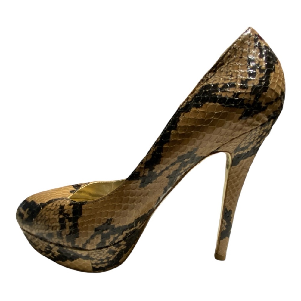 Bebe Sloan Snake Tan & Black Platform High-Heel Pumps Sz 8M